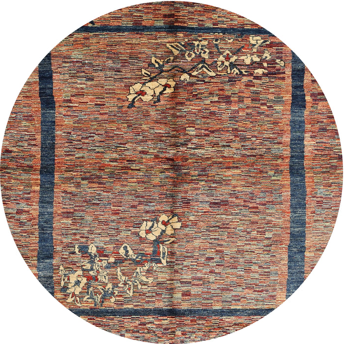 Round Contemporary Brown Red Modern Rug, con349
