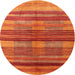 Round Machine Washable Contemporary Neon Red Rug, wshcon354