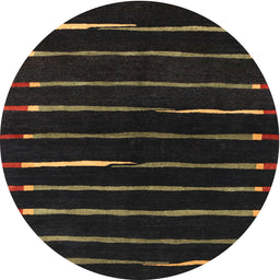 Round Machine Washable Contemporary Milk Chocolate Brown Rug, wshcon361