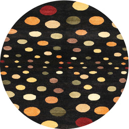Round Machine Washable Contemporary Midnight Gray Rug, wshcon363