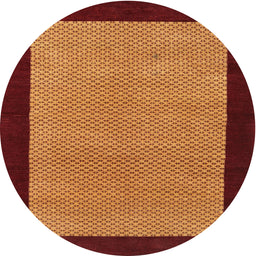 Round Machine Washable Contemporary Dark Orange Rug, wshcon364