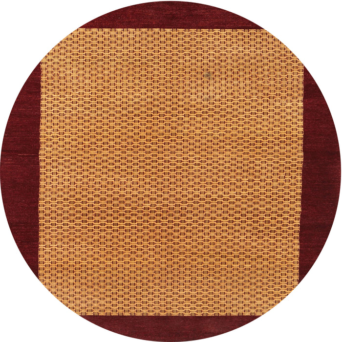 Round Contemporary Dark Orange Modern Rug, con364