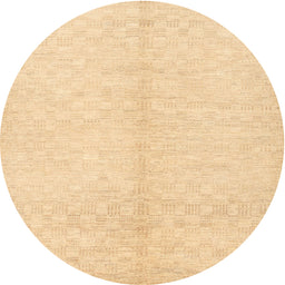 Round Contemporary Brown Gold Solid Rug, con377