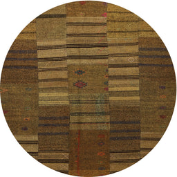 Round Machine Washable Contemporary Bakers Brown Rug, wshcon382