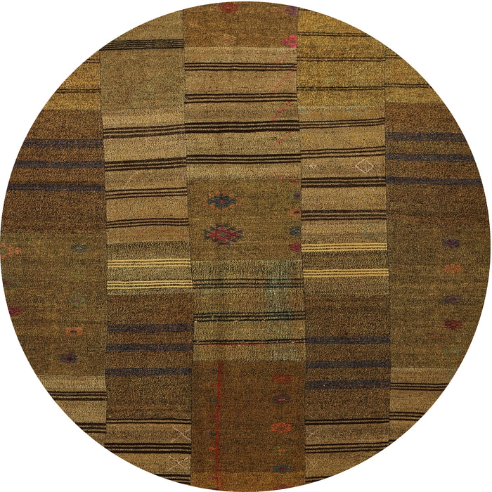 Round Machine Washable Contemporary Bakers Brown Rug, wshcon382