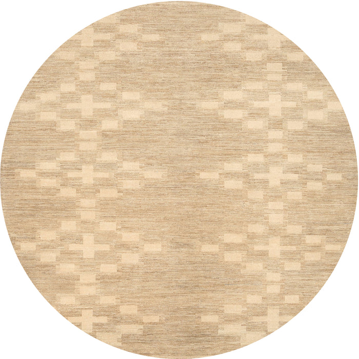 Round Contemporary Brown Gold Solid Rug, con385