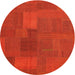 Round Machine Washable Contemporary Red Rug, wshcon387