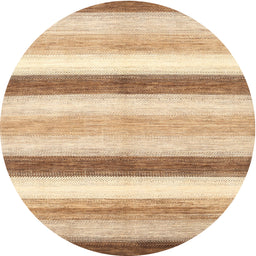 Round Machine Washable Contemporary Sun Yellow Rug, wshcon389