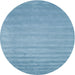 Round Machine Washable Contemporary Denim Blue Rug, wshcon38