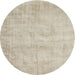 Round Machine Washable Contemporary Light French Beige Brown Rug, wshcon390