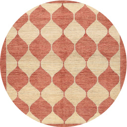 Round Machine Washable Contemporary Bright Orange Rug, wshcon392