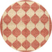 Round Contemporary Bright Orange Modern Rug, con392