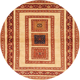 Round Machine Washable Contemporary Red Rug, wshcon403