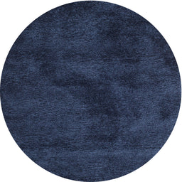 Round Machine Washable Contemporary Blue Rug, wshcon406