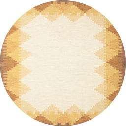 Round Machine Washable Contemporary Yellow Rug, wshcon432
