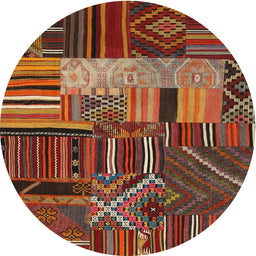 Round Machine Washable Contemporary Saffron Red Rug, wshcon437
