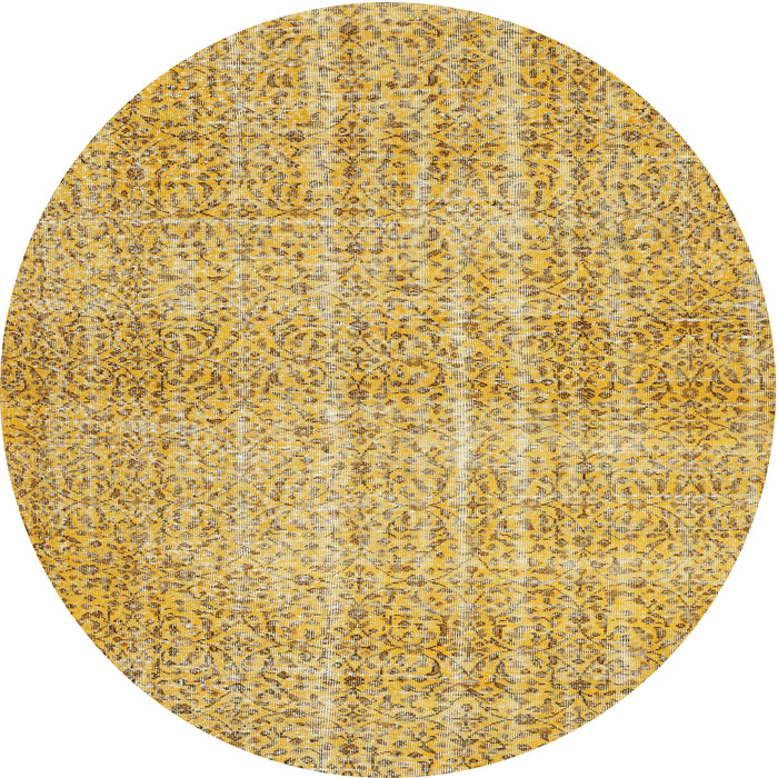 Round Contemporary Chrome Gold Yellow Modern Rug, con439