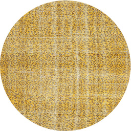 Round Machine Washable Contemporary Chrome Gold Yellow Rug, wshcon439
