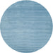 Round Machine Washable Contemporary Denim Blue Rug, wshcon43