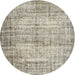 Round Machine Washable Contemporary Khaki Green Rug, wshcon441