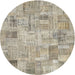 Round Machine Washable Contemporary Khaki Green Rug, wshcon442