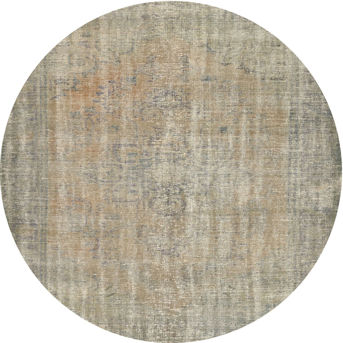 Round Contemporary Khaki Green Modern Rug, con444