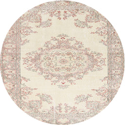 Round Contemporary Tan Brown Modern Rug, con449