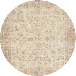 Round Machine Washable Contemporary Deep Peach Orange Rug, wshcon453