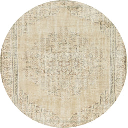 Round Contemporary Light French Beige Brown Modern Rug, con455