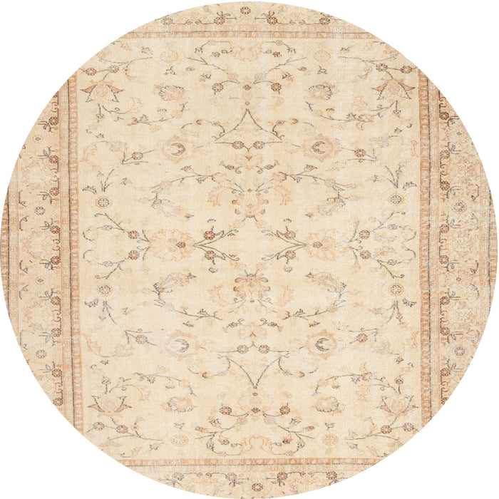 Round Machine Washable Contemporary Gold Rug, wshcon460