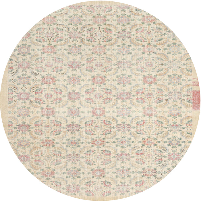 Round Machine Washable Contemporary Wheat Beige Rug, wshcon461