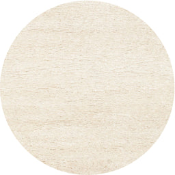 Round Contemporary Blanched Almond Beige Solid Rug, con465