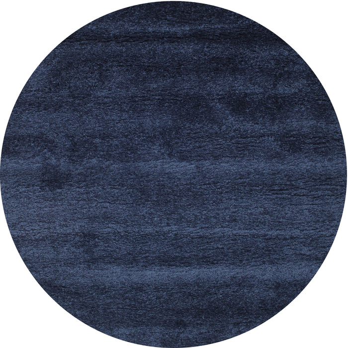 Round Machine Washable Contemporary Blue Rug, wshcon471