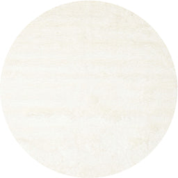 Round Contemporary Soft Ivory Beige Solid Rug, con472