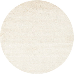 Round Contemporary Soft Ivory Beige Solid Rug, con476