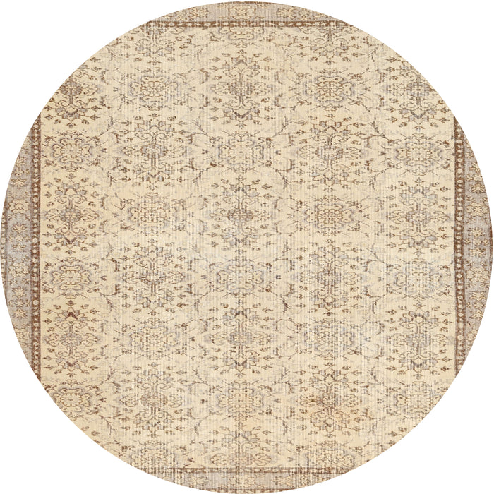 Round Machine Washable Contemporary Khaki Gold Rug, wshcon486