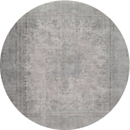 Round Machine Washable Contemporary Gunmetal Gray Rug, wshcon498