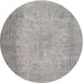 Round Contemporary Gunmetal Gray Modern Rug, con498