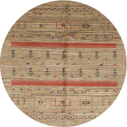 Round Machine Washable Contemporary Light Brown Rug, wshcon503