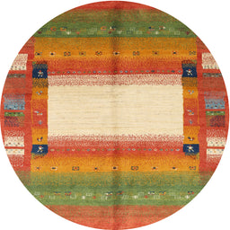 Round Machine Washable Contemporary Fire Red Rug, wshcon504