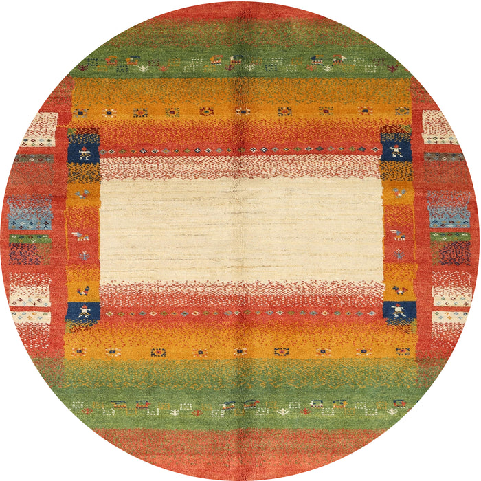 Round Machine Washable Contemporary Fire Red Rug, wshcon504