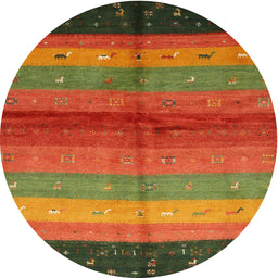 Round Machine Washable Contemporary Red Rug, wshcon506