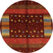 Round Machine Washable Contemporary Mahogany Brown Rug, wshcon512