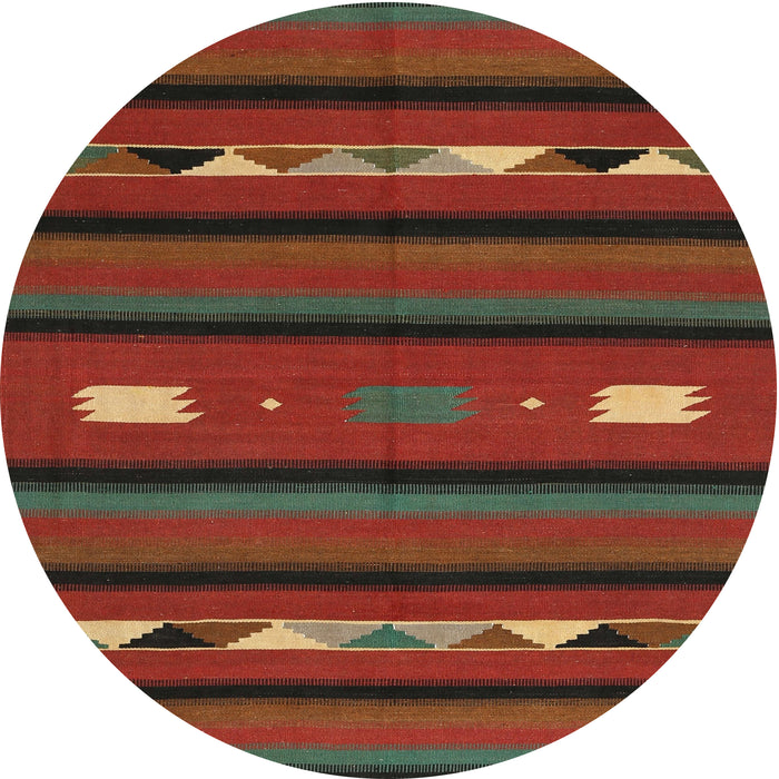 Round Contemporary Reddish Brown Oriental Rug, con513