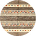 Round Contemporary Sienna Brown Modern Rug, con514