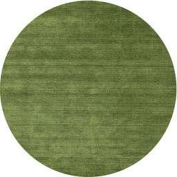 Round Machine Washable Contemporary Seaweed Green Rug, wshcon51