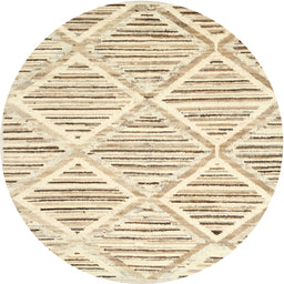 Round Contemporary Golden Blonde Gold Modern Rug, con520