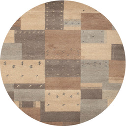 Round Machine Washable Contemporary Dark Almond Brown Rug, wshcon529