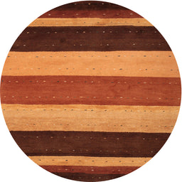 Round Machine Washable Contemporary Saffron Red Rug, wshcon530