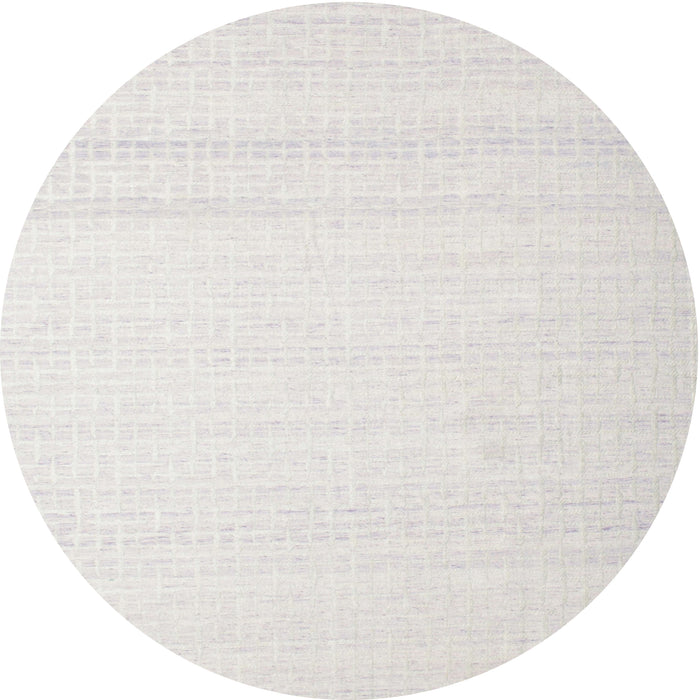 Round Contemporary Dark White Beige Solid Rug, con533
